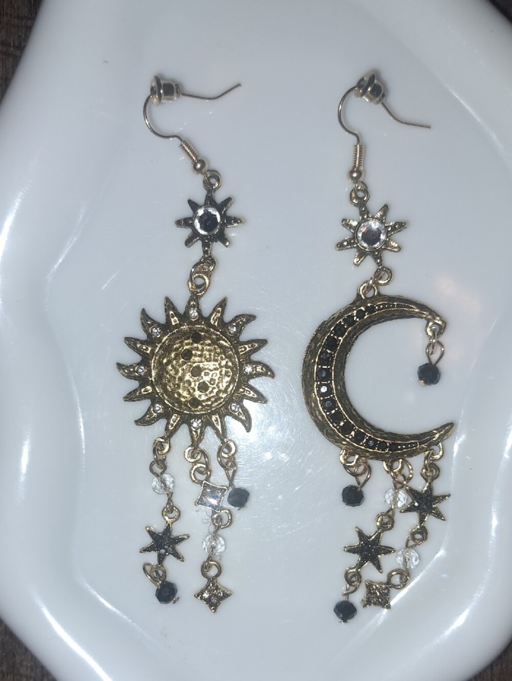Gold-Tone Celestial Sun & Moon Dangle Earrings